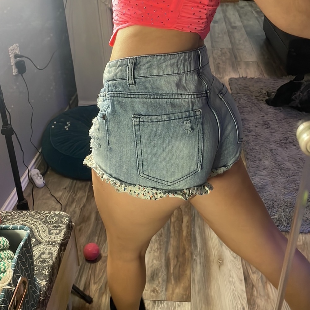 High waisted jean shorts